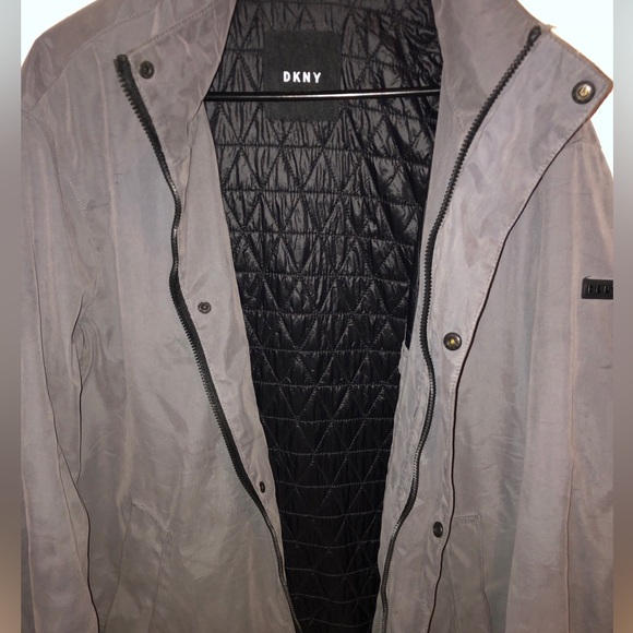 DKNY Grey Winter Coat quilted on inside Size L Men’s Authentic - Picture 6 of 12